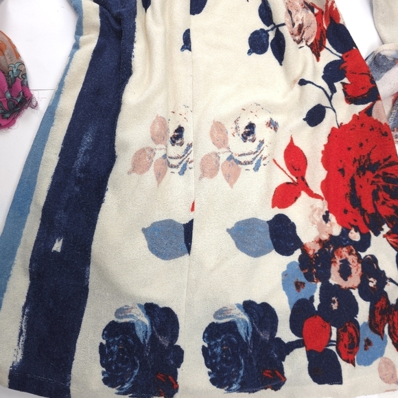 Maeve Anthropologie Blue Cream Floral Dress Sz L - Picture 13 of 13